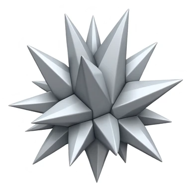"iOS-style 3D emoji: single irregular jagged spike cluster in light gray and white, sharp edges, subtle glossy reflections, dynamic angles suggesting sudden impact; no circles, no faces, no text, abstract only sticker