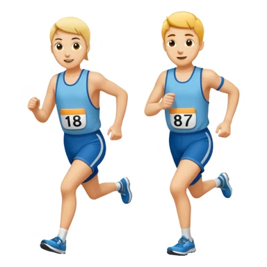 two people in a footrace wearing bib numbers sticker