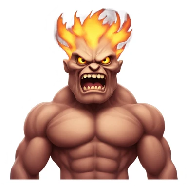 A very scary human Monster with Big muscle arms and flaming eyes  sticker