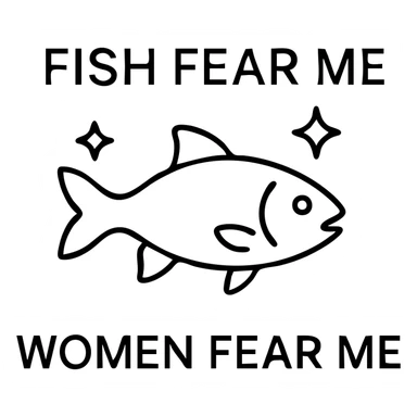 fish with sparkles with text fish fear me women fear me sticker