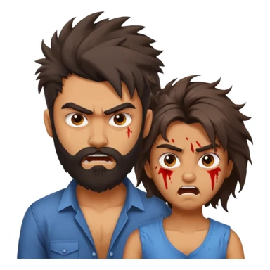 brother and sister fighting modern culture naughty  - indian skin and hairstyle - men beard  sticker