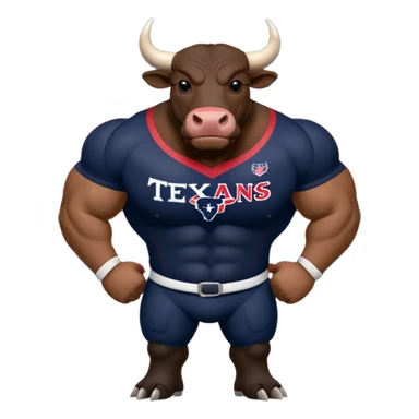 Houston texans black bull, wearing a texans jersey, with a union jack flag behing sticker