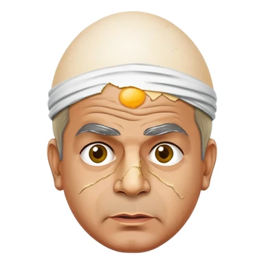 Pakistani Prime Minister Shehbaz Sharif with an egg cracked on his head, expressive and humorous sticker