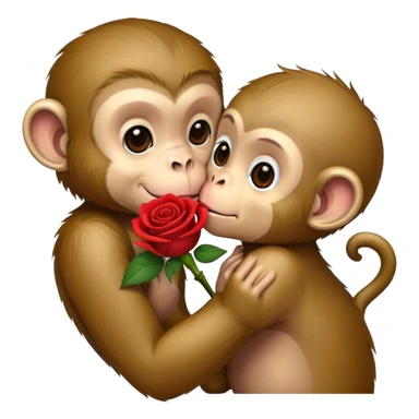 Monkey giving a kiss with a rose in hand  sticker