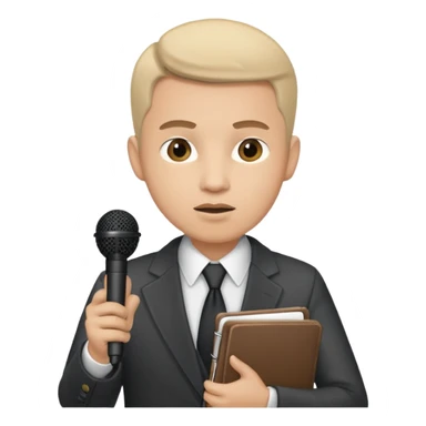 male corrupt reporter holding his microfone and notebook sticker