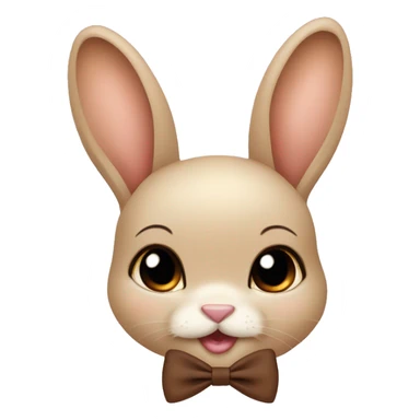 Biege Baby bunny with coquette brown bow on face sticker
