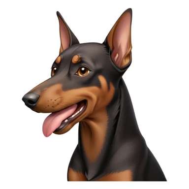 cinematic-cute-yawning-doberman-portrait-emoji,-head-tilted-slightly-with-a-dramatic,-wide-open-yawn,-revealing-a-sleek black and brown fur-with-a-subtle-shimmer,-floppy-ears-slightly-drooping,-round-brown-eyes-barely-open-in-drowsy sticker