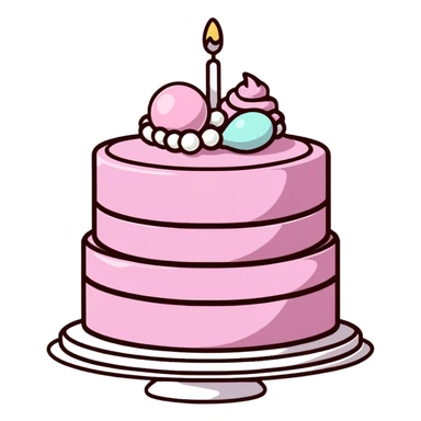 pink cake decorated with pearls sticker