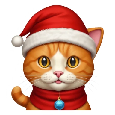 Ginger cat wearing a Christmas hat sticker