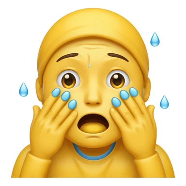 A shocked emoji cryying with his hand sticker