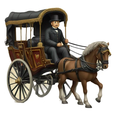 a man sits in a horse-drawn carriage from Russia in the 19th century sticker