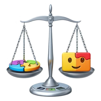 emoji, of a puzzle and a Balance for accounting. sticker