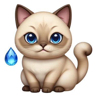 Cinematic Cute Chubby Siamese Cat Portrait Emoji, Round and plump body, soft cream-colored fur with rich dark points on the ears, face, paws, and tail, big, sparkling sapphire-blue eyes, Simplified yet irresistibly adorable features, highly detailed, glowing with a warm, cozy glow, high shine, curious yet calm, stylized with a touch of whimsy, bright and endearing, soft glowing outline, capturing the essence of a mischievous yet lazy and loveable kitty, so cuddly it feels like it could waddle right out of the screen for a snuggle! sticker