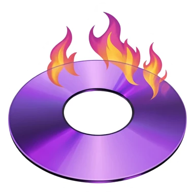 A minimalist CD disc with a subtle fire design, purple flames sticker