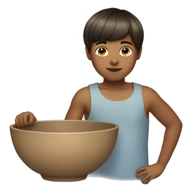 brown boy with bowl cut sticker