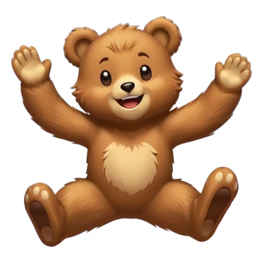 Full Beary jumping with joy, starry eyes, big grin, energetic pose, motion blur, colorful anime style sticker