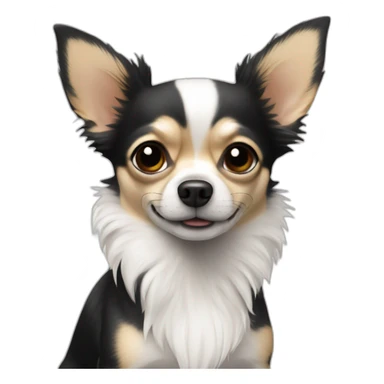 Chihuahua blanc et noir à poils longs sticker