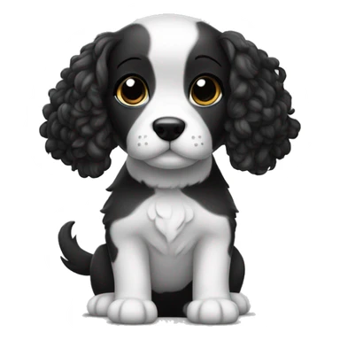 Perro beldó inglés blanco i negro con una chica con cabello rizado  sticker