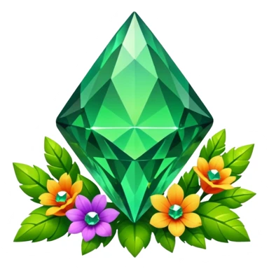green crystals diamond with runes in forest and flowers sticker