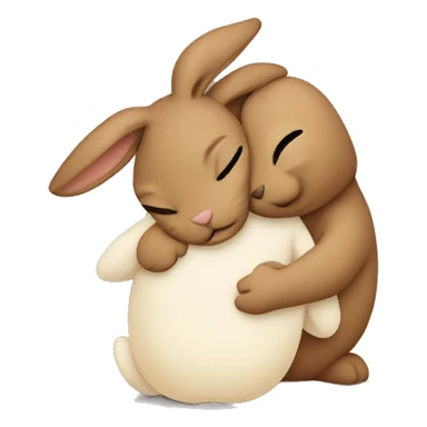 Brown bunny hugging beige bunny sticker
