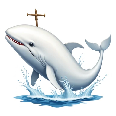 Moby Dick the whale with many harpoons in him while he jumps out of the water sticker