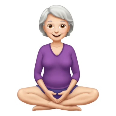 mulher idosa com as pernas cruzadas e maos em cima da pelve  sticker