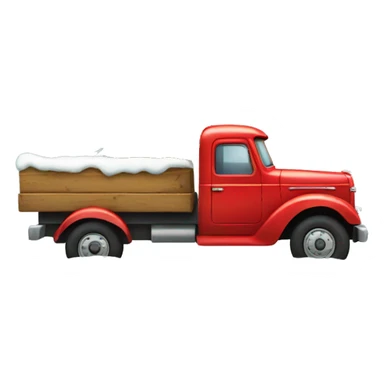 little red truck hauling a christmas tree sticker