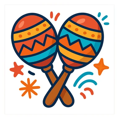 pair of maracas, festive style sticker