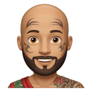 bald bearded man with face tattoo sticker