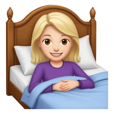 Creer emoji de une femme dans un lit heureuse  sticker