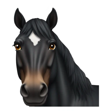 Realistic Black horse with a brown nose , short black mane, and a small white mark on her forehead sticker