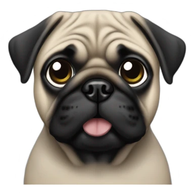 pug wearing a black t-shirt sticker