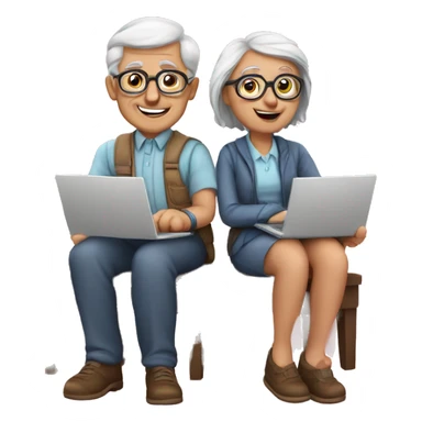 nerd Grandparents in Day St Valentines with laptops sticker