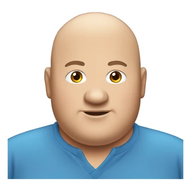 fat man with blue shirt and bald hair sticker