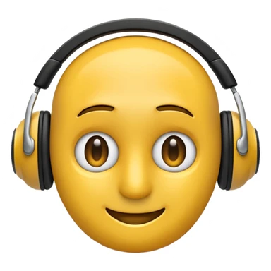 Ein gelber runder Emoji. Augen geslossen. Total im moment. Glpcklich, leichtes lächeln. Verträumt. Leichtigkeit. Freiheit. Overearkopfkörer auf und im hintergrund leichte muster die erkennen lassen dass techno läuft sticker