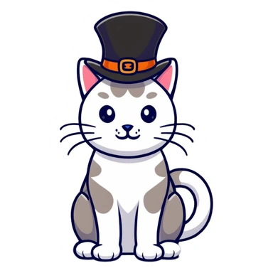 playful cat with a fancy hat sticker