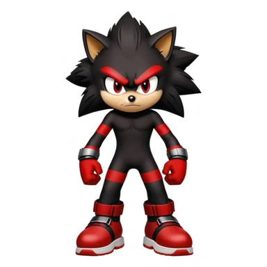 Angry Shadow the Hedgehog with black fur, red stripes, hover shoes, and arms crossed sticker