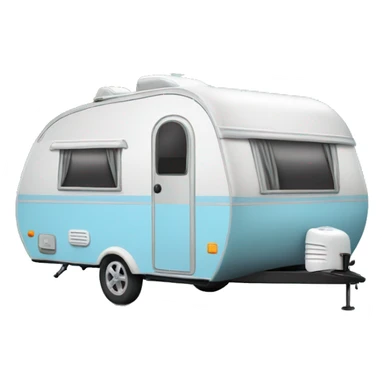Realistic baby blue camping travel trailer isolated.  sticker
