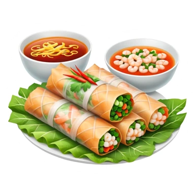 Vietnamese spring roll with shrimp, make it closed/fully wrapped sticker