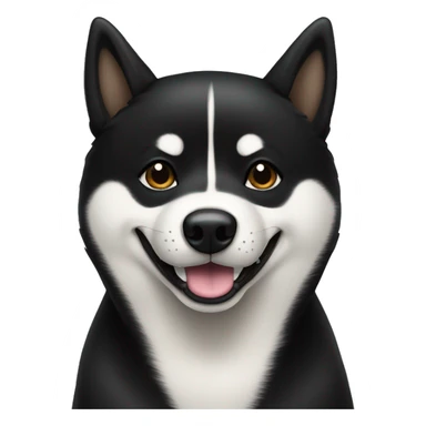 Black Shiba Inu all black no white smiling  sticker
