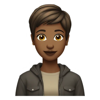 pretty pixie Short straight hair african american brunette ith laptop sticker