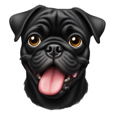 Black pug with tongue out sticker