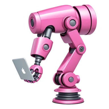 intense pink robotic arm holding email icon sticker