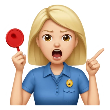 emojis.com a-karen-mom-yelling-at-somebody-that-wont-take-their-dog-out-and-is-showing-her-badge-but-its-fake sticker