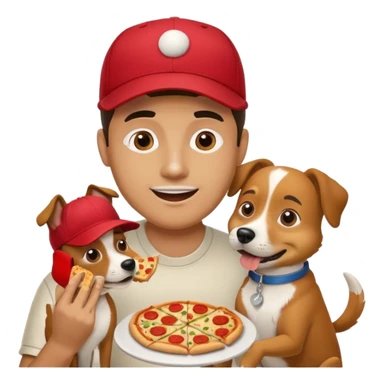 Man eating pizza with dog  sticker