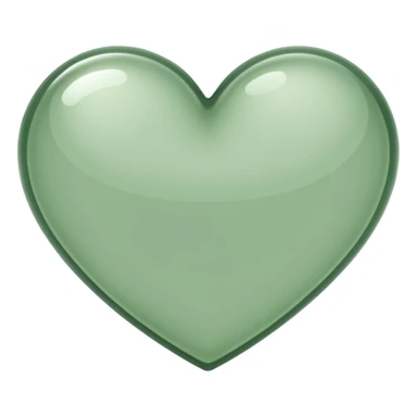 sage green heart with transparent bg without highlights, more thin and narrow, basically like this 🩷 shape sticker