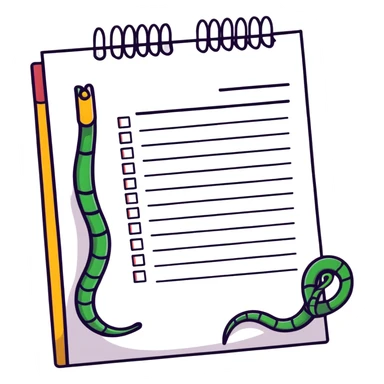 long curling to-do list paper looping up and down like a snake with tiny checkboxes fading into distance sticker