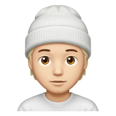 A guy head with white beanie sticker