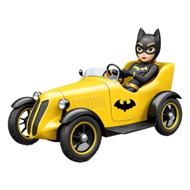 Hot racing action BatGirl’s sixty’s tv show 1932 stealth retro cat burglar sporty petite off-road pursuit mobile cruiser car (reclined seating position) sticker