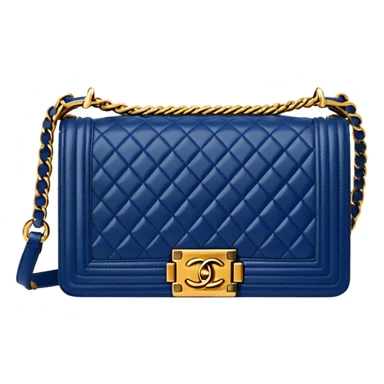 chanel le boy dark blue bag with gold hardware sticker